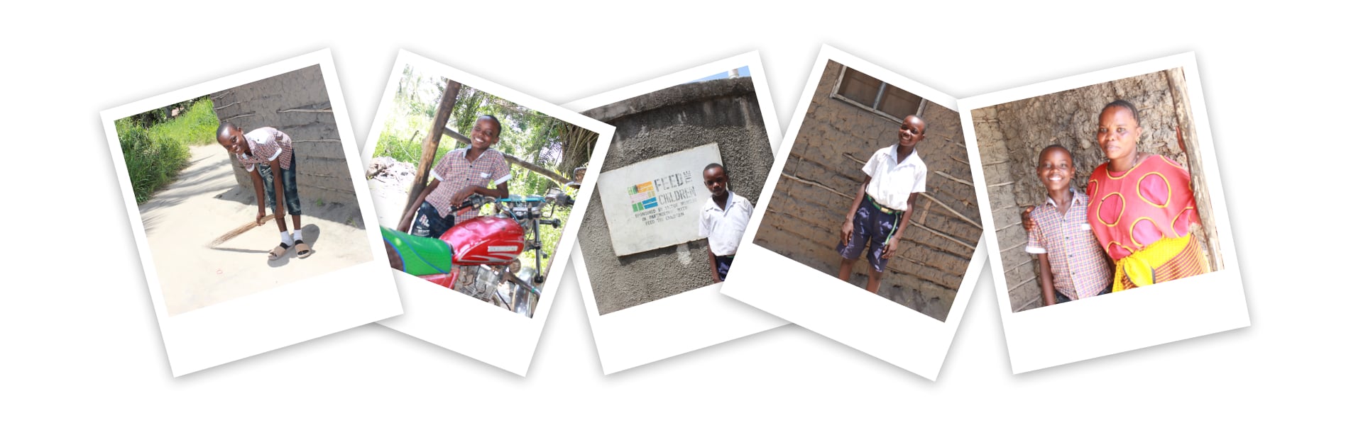 Fotos estilo Polaroid de un niño en África